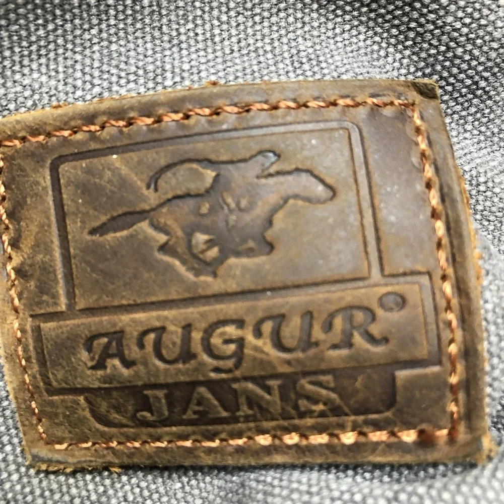 Vintage AUGUR Strauss & Co Gray Canvas Backpack Rucksack Hiking Travel
